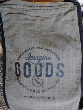Imagine Goods Printed Canvas Tote - Gray with Black Logo